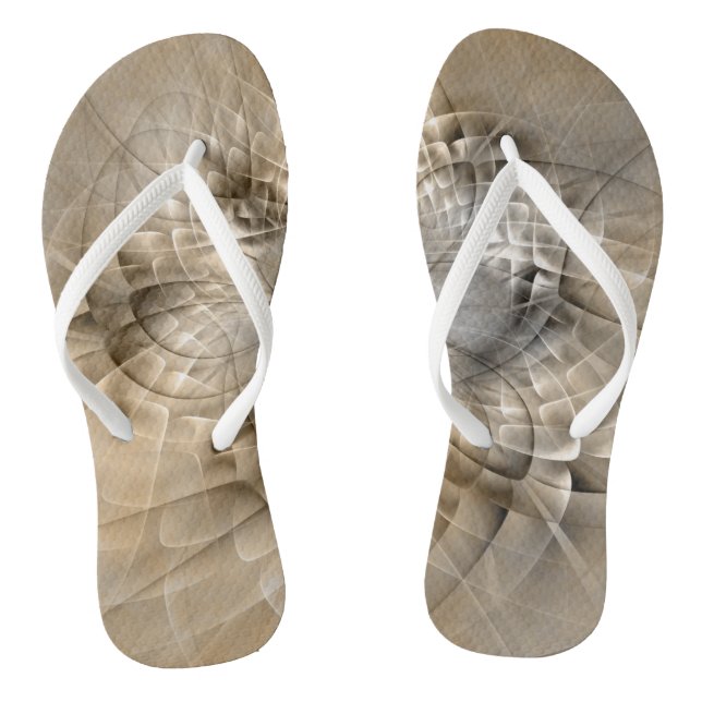 Earth Tones Abstract Modern Fractal Art Texture Thongs (Footbed)