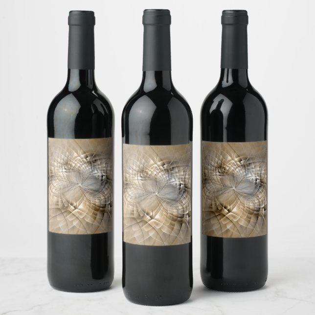 Earth Tones Abstract Modern Fractal Art Texture Wine Label (Bottles)