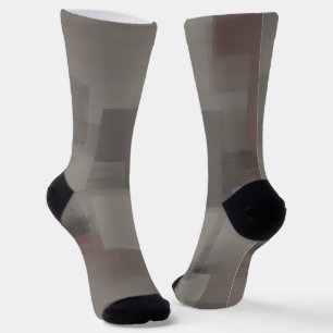 Earth tones abstract squares socks
