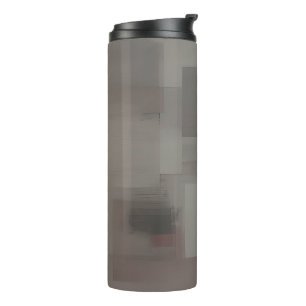 Earth tones abstract squares  thermal tumbler