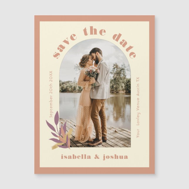Earth Tones Arch Modern Photo Save The Date  (Front)