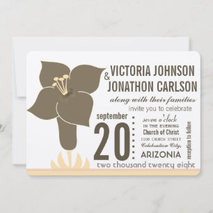 Earth Tones Art Deco Modern Lily Wedding  Invitation