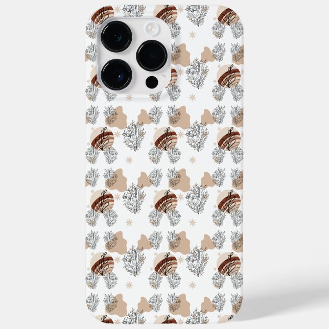 Earth Tones Asymmetrical Leaves Line Art  Case-Mate iPhone Case (Back)