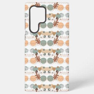 Earth Tones Asymmetrical Leaves Line Art Samsung Galaxy Case