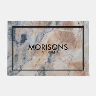 Earth Tones Beige & & Grey Marble Stone Texture Doormat