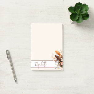 Earth tones boho bouquet personalised post-it notes
