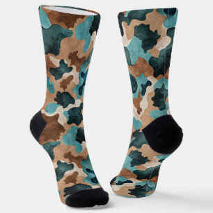 Earth Tones Camouflage Seamless Pattern Socks