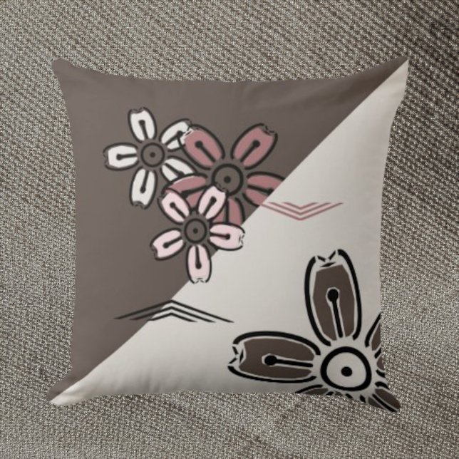 Earth Tones Cherry Blossom Floral Throw Pillow (Creator Uploaded)