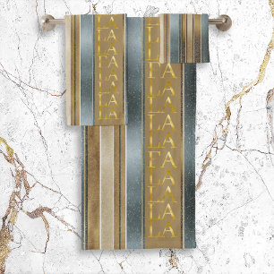 Earth Tones Christmas Fa La La Pattern#27 ID1009 Bath Towel Set