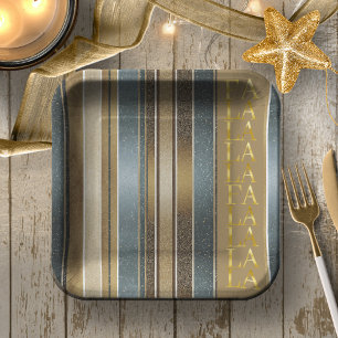 Earth Tones Christmas Fa La La Pattern#27 ID1009 Paper Plate