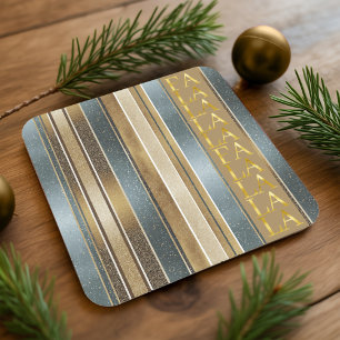 Earth Tones Christmas Fa La La Pattern#27 ID1009 Square Paper Coaster
