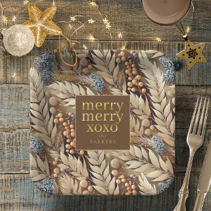 Earth Tones Christmas Merry Pattern#21 ID1009 Paper Plate