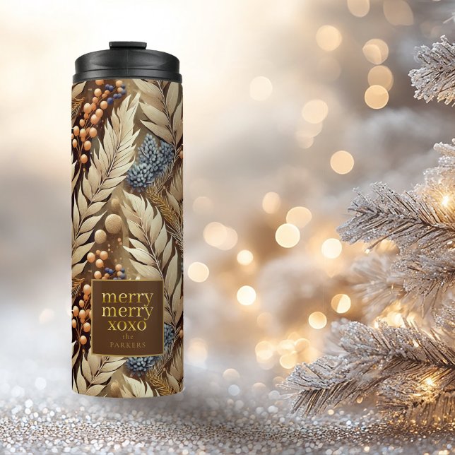 Earth Tones Christmas Merry Pattern#21 ID1009 Thermal Tumbler (Creator Uploaded)