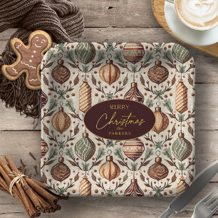 Earth Tones Christmas Pattern#12 ID1009 Paper Plate
