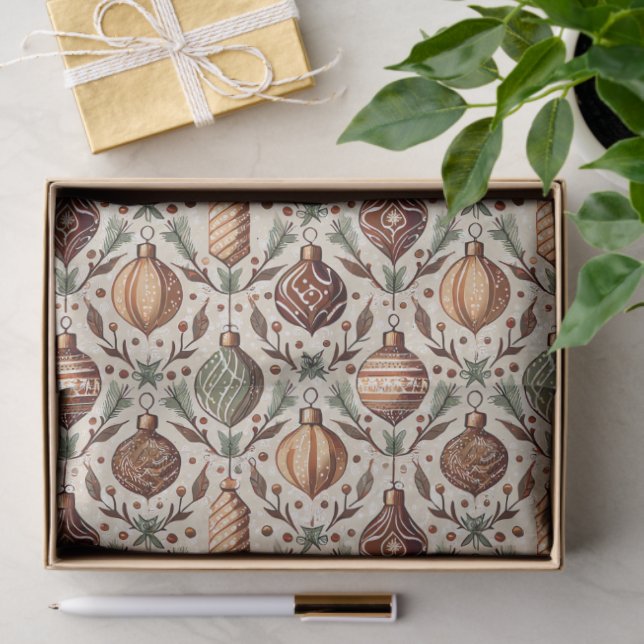 Earth Tones Christmas Pattern#12 ID1009 Tissue Paper (Gift)