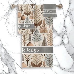 Earth Tones Christmas Pattern#25 ID1009 Bath Towel Set
