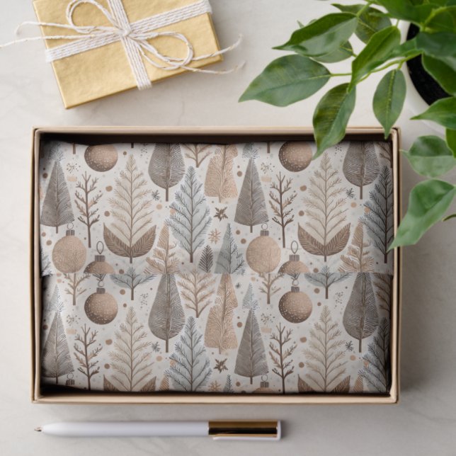 Earth Tones Christmas Pattern#25 ID1009 Tissue Paper (Gift)