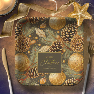 Earth Tones Christmas Pattern#29 ID1009 Paper Plate