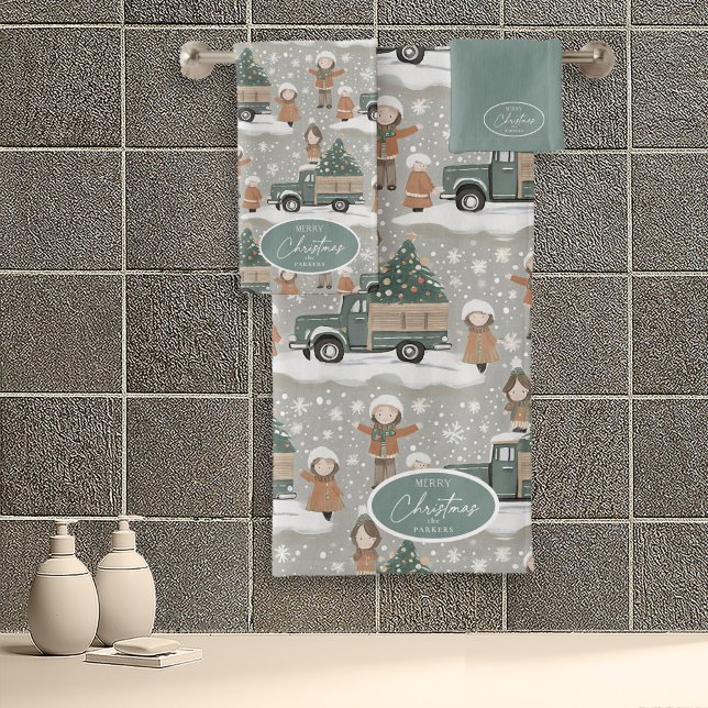 Earth Tones Christmas Pattern#2 ID1009 Bath Towel Set (Creator Uploaded)