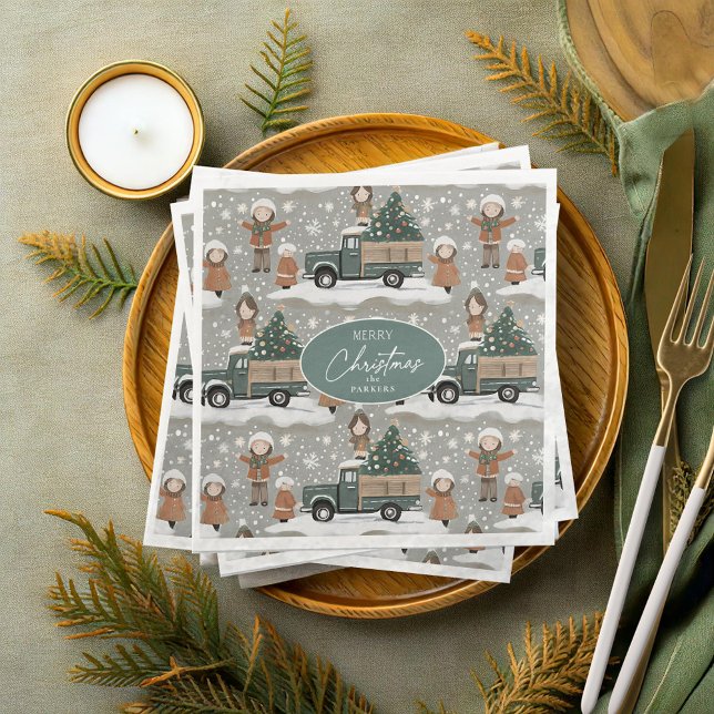 Earth Tones Christmas Pattern#2 ID1009 Napkin (Creator Uploaded)