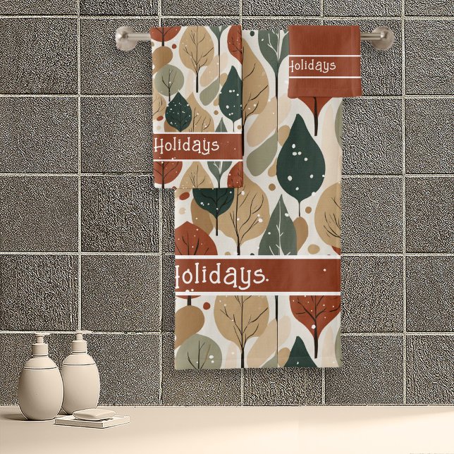 Earth Tones Christmas Pattern#5 ID1009 Bath Towel Set (Creator Uploaded)