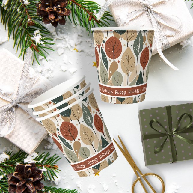 Earth Tones Christmas Pattern#5 ID1009 Paper Cups (Creator Uploaded)
