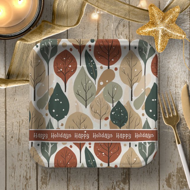 Earth Tones Christmas Pattern#5 ID1009 Paper Plate (Creator Uploaded)