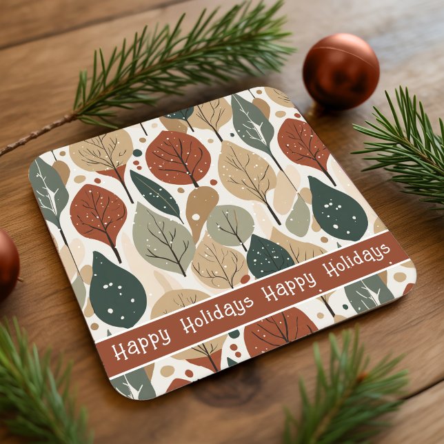 Earth Tones Christmas Pattern#5 ID1009 Square Paper Coaster (Creator Uploaded)