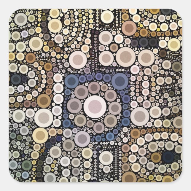 Earth Tones Concentric Circles Mosaic Pattern Square Sticker (Front)