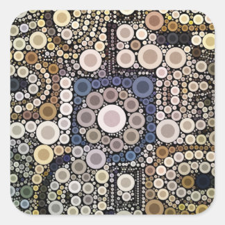 Earth Tones Concentric Circles Mosaic Pattern Square Sticker