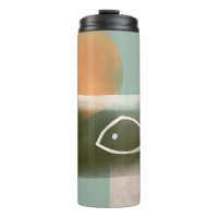 Earth tones cross and fish minimalist art 