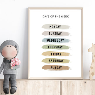 Earth Tones Days of the Week Chart