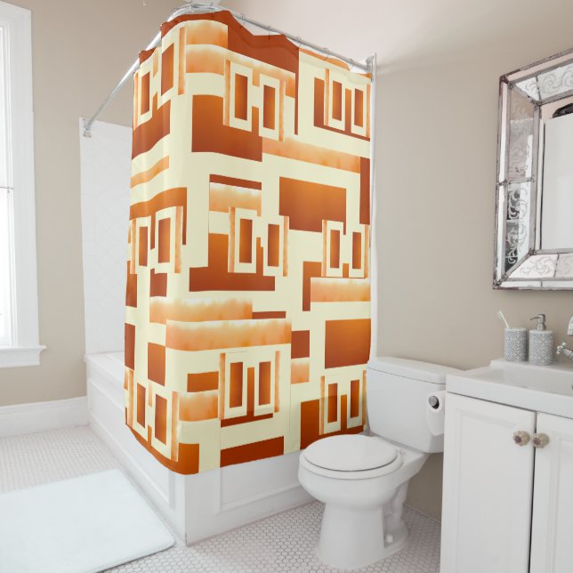 Earth Tones Desert Southwest Sunset Orange Cream Shower Curtain (In Situ)