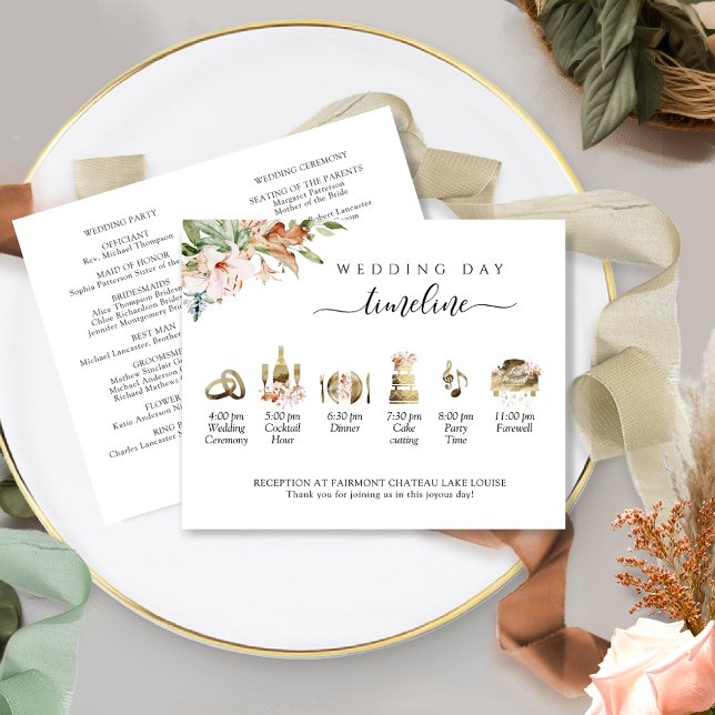 Earth Tones Floral Wedding Timeline and Program (Creator Uploaded)