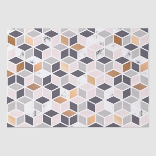 Earth tones geometric cubes pattern tissue paper (Front)