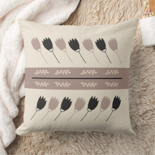 Earth Tones Geometric Floral Throw Pillow