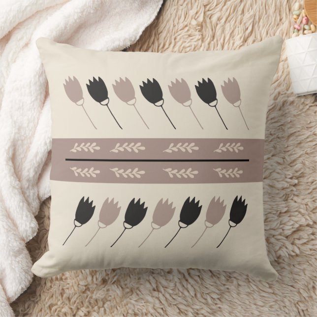 Earth Tones Geometric Floral Throw Pillow (Blanket)