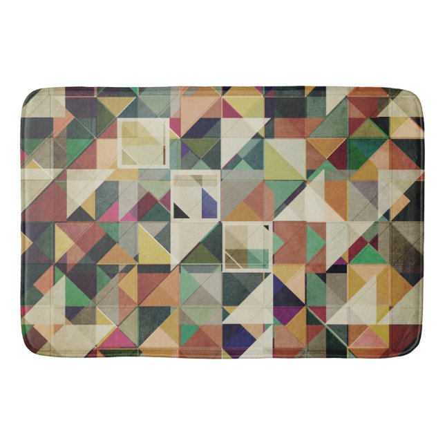 Earth Tones Geometric Pattern Bath Mat (Front)