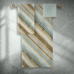 Earth Tones Gold Christmas Pattern#28 ID1009 Bath Towel Set