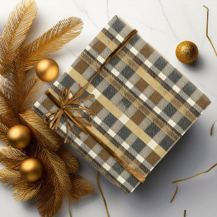 Earth Tones Gold Christmas Pattern#7 ID1009 Wrapping Paper