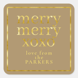Earth Tones Gold Merry Merry XOXO ID1009 Square Sticker
