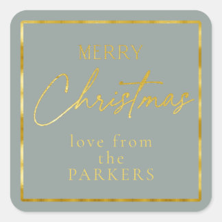 Earth Tones Green Gold Merry Christmas ID1009 Square Sticker