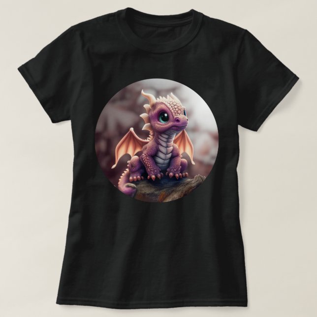 Earth Tones Happy Baby Dragon T-Shirt (Design Front)