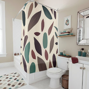 Earth tones leaves minimalist art shower curtain