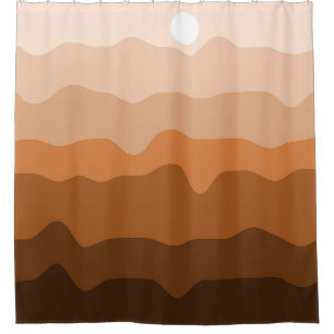 Earth Tones Minimalist Desert Landscape with Sun  Shower Curtain