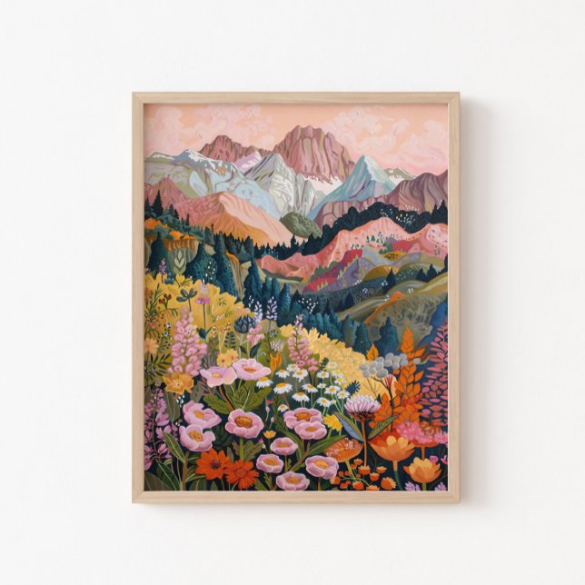 Earth Tones Mountain Wildflower Painting 16x20" Poster (Creator Uploaded)