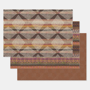 Earth Tones Mud Cloth Inspired  Wrapping Paper Sheet