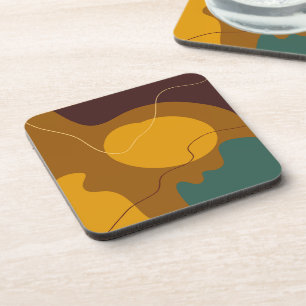 Earth tones organic shapes abstract background coaster