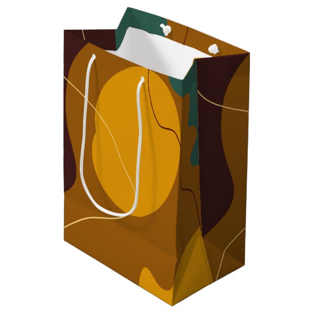 Earth tones organic shapes abstract background medium gift bag (Front Angled)