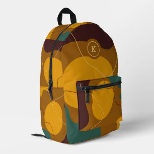 Earth tones organic shapes abstract background printed backpack